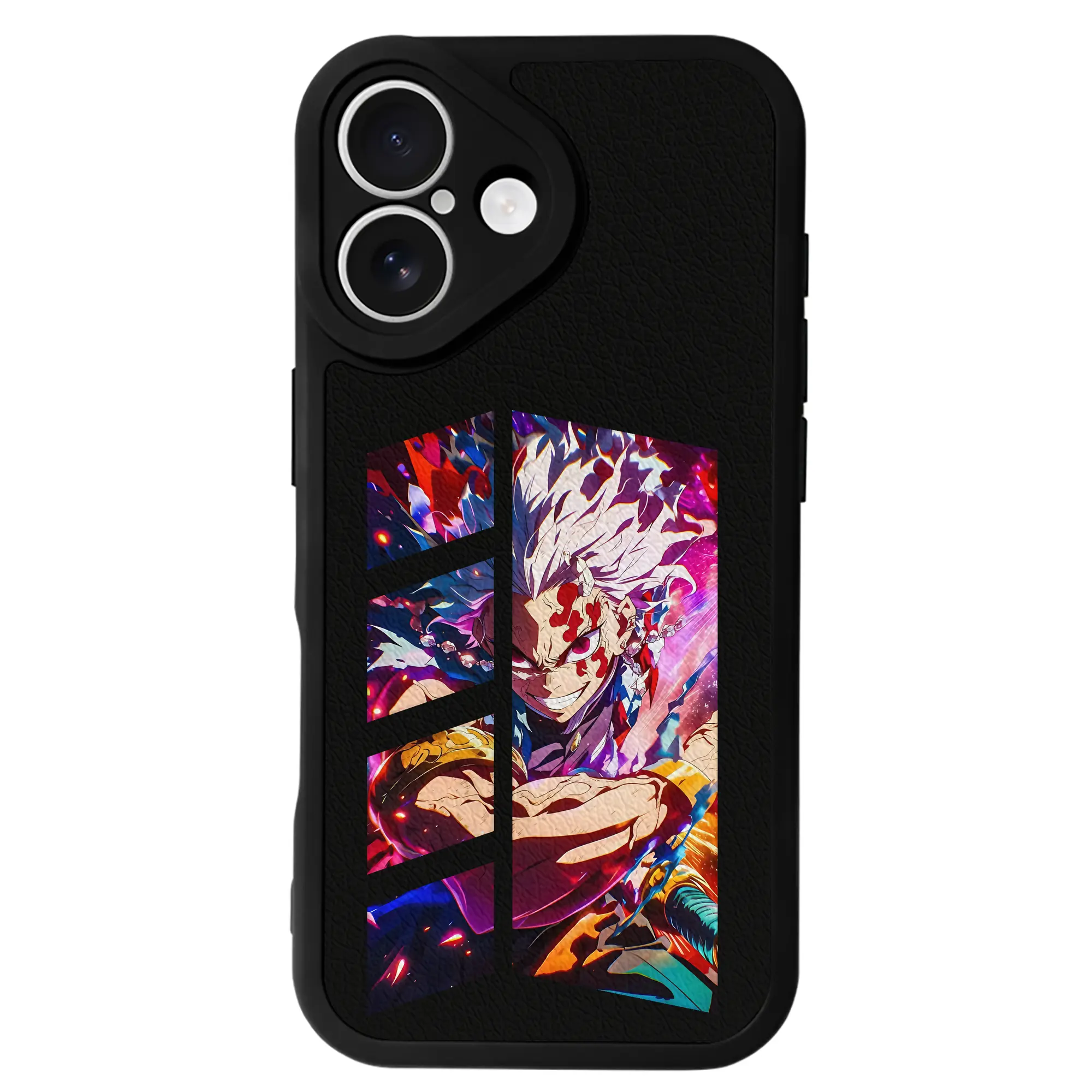 鬼滅の刃 グッズ,宇髄 天元 - IPhone 16シリーズ対応 ・ シリコンスマホケース ・ レザー調 ・ 高精度フィット ・ 耐衝撃 ・ ワイヤレス充電対応 ・ 精密カット